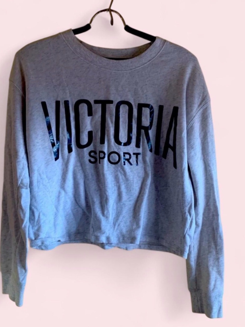 Victoria's Secret Light Blue 'Victoria Sport' Cropped Sweatshirt